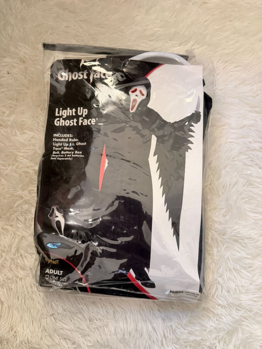 Spirit Halloween Light Up Ghost Face Costume Adult OSFM